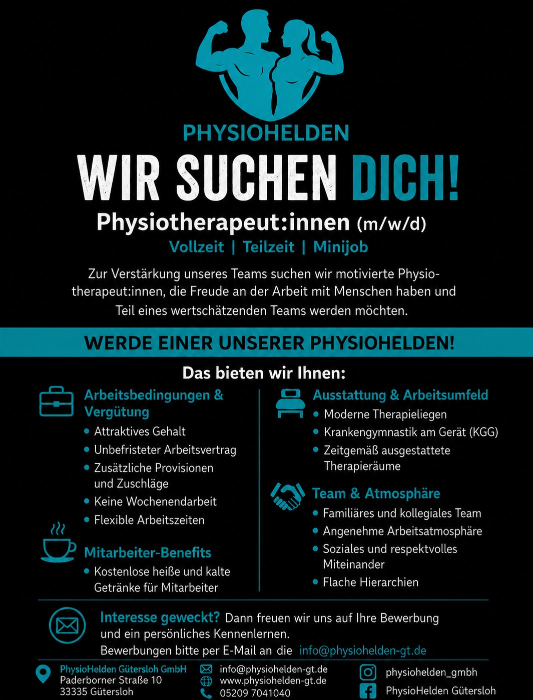 Stellenanzeige PhysioHelden – Wir suchen Physiotherapeut:innen (m/w/d)